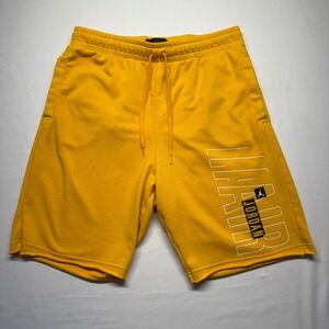 Nike Air Jordan Shorts XL Yellow Jumpman Logo Athletic Gym Sweat Shorts Mens